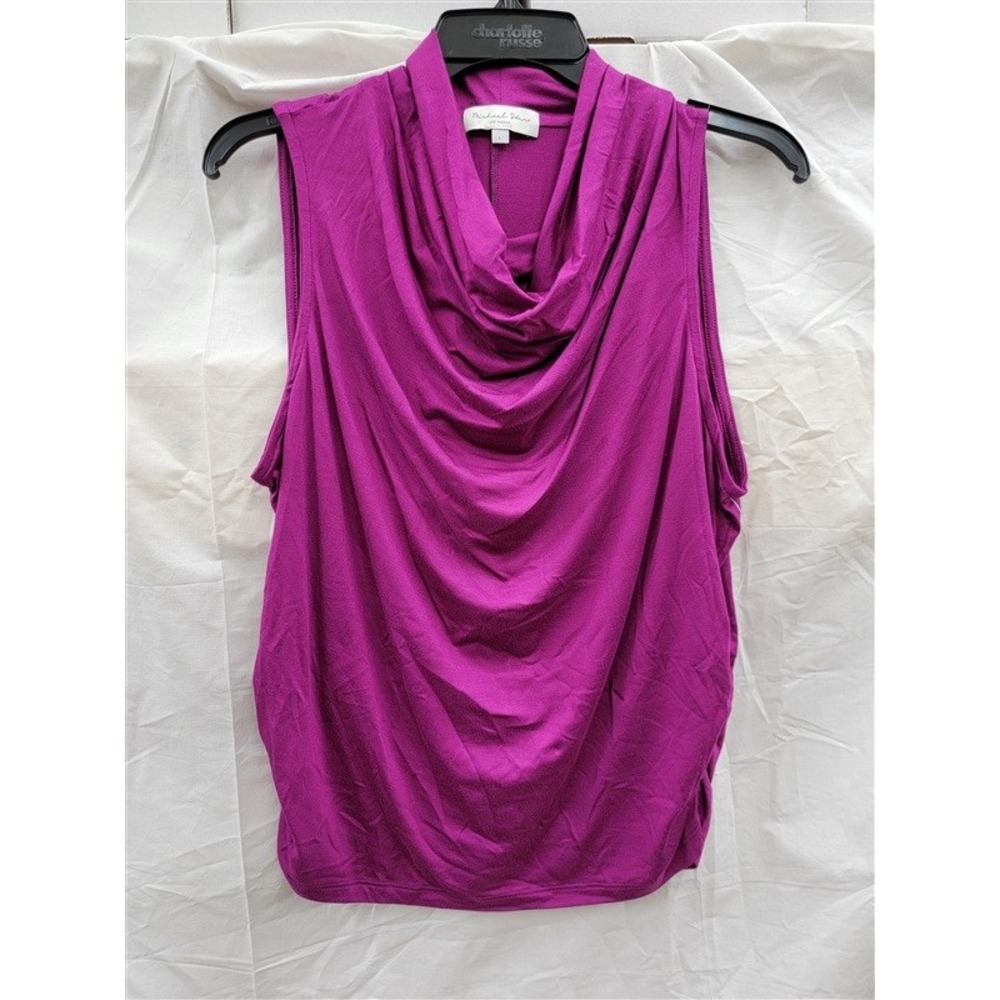 NWOT Michael Stars L Anita Waterfall turtleneck top Fuchsia 123678